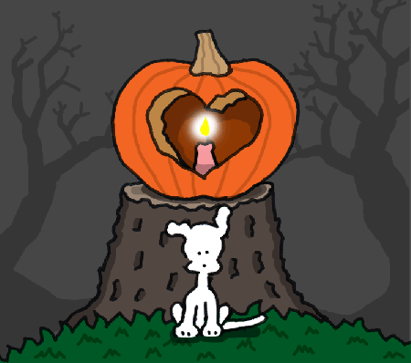 Przerażony piesek w Halloween